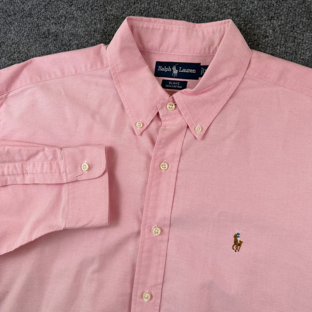 Vintage Polo Ralph Lauren Oxford Shirt Mens XL Pink Button Up Long Sleeve OCBD
